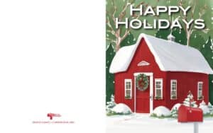 #2400V2 - Red House"Happy Holidays" Greeting Card