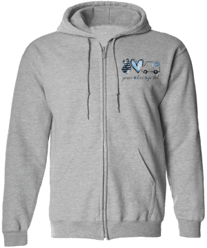 #HZSWS10 - Peace Love Postal Zipper Hoodie