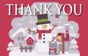 #TY24 - Happy Snowman "Thank You" Postcard